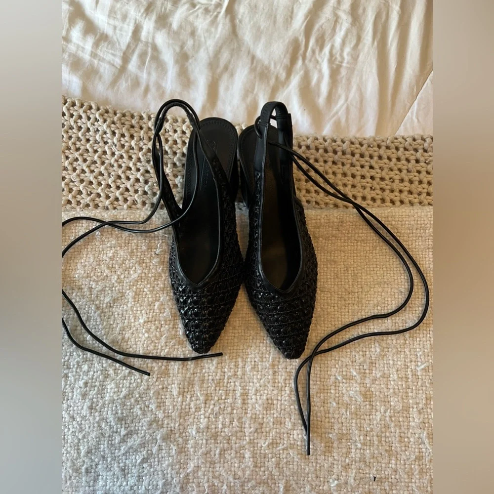 ASOS black lace up woven heels - Picture 5 of 5